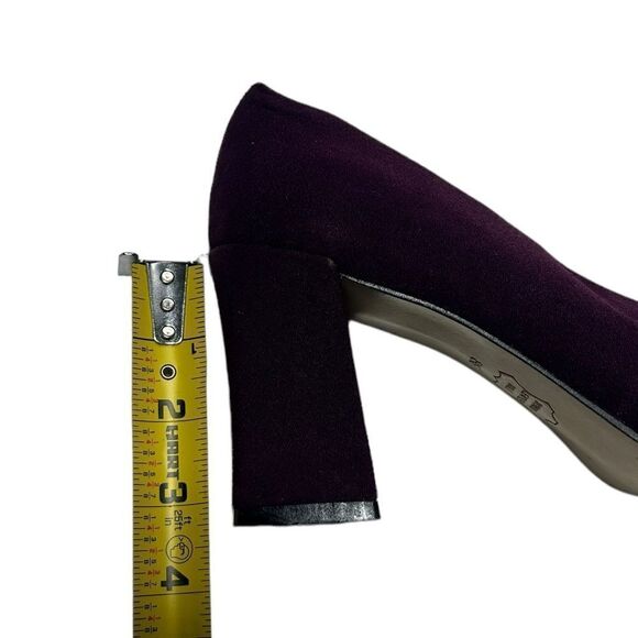 1980’s Vintage Jasmin Dark Purple Block Heels Closed Square Toe Leather Sole - Picture 9 of 11